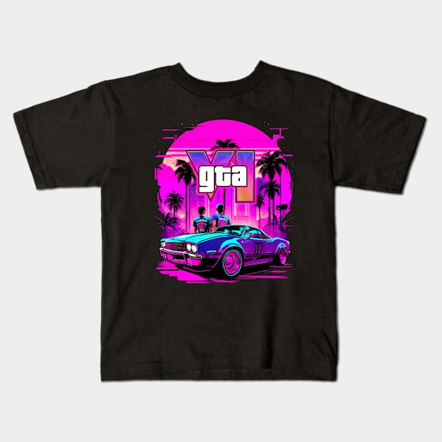 GTA 6 Kids T-Shirt by Buff Geeks Art